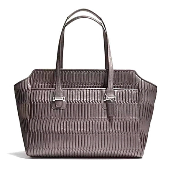 Coach Taylor Gathered Leather Alexis Carryall Tote F25252 Grey Shoulder Handbag - Picture 1 of 13